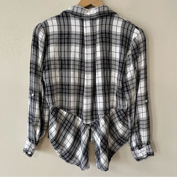 Sam Edelman Black and White Riley Flannel Boyfriend Shirt - Size: Small - Picture 2 of 14